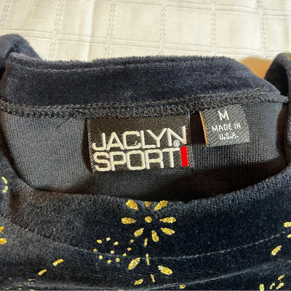 Vintage 90’s Jaclyn Sport Black Velvet Gold Floral Sweatshirt Medium Whimsigoth - Picture 3 of 10
